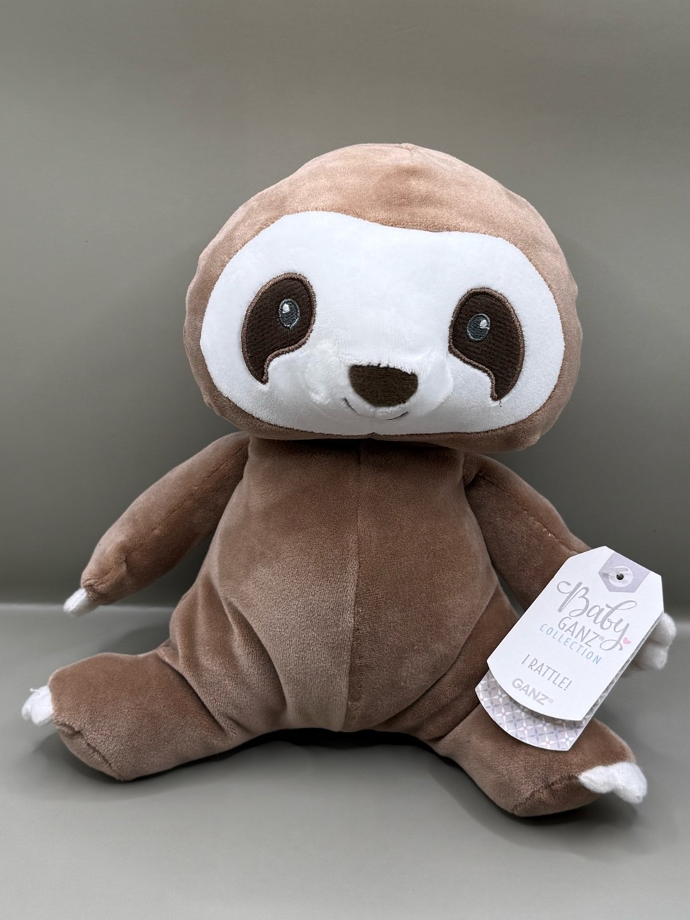 NWT Baby Ganz Sloth Rattle Plush Stuffed Animal Sensory Baby Toy